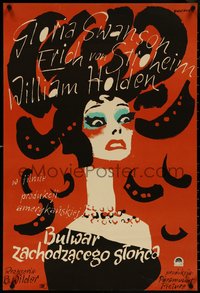 6w0186 SUNSET BOULEVARD 22x33 Polish REPRO poster 1980s different art of Gloria Swanson by Swierzy!