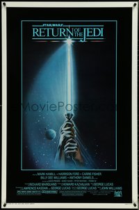 6w0541 RETURN OF THE JEDI 1sh 1983 Star Wars Episode VI, art of hands holding lightsaber by Reamer!