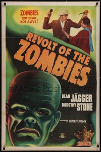6w0548 REVOLT OF THE ZOMBIES 1sh R1947 cool artwork, they're not dead and they're not alive!