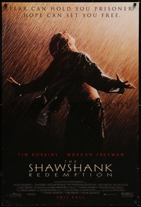 6w0562 SHAWSHANK REDEMPTION advance DS 1sh 1994 escaped prisoner Tim Robbins in rain, Stephen King!