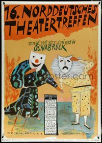 6w0021 16 NORDDEUTSCHES THEATERTREFFEN 33x47 German stage poster 1989 actors with theater masks!
