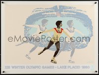 6w0854 1980 WINTER OLYMPICS 19x25 special poster 1980 Wheeler art of Olympic ice-skater!