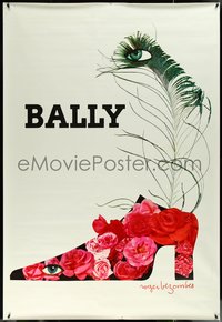 6w0061 BALLY DS 47x69 French advertising poster 1984 Bezombes art of shoe with roses, ultra rare!