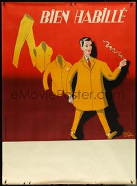 6w0063 BIEN HABILLE 45x61 French advertising poster 1950s Roby art of Well Dressed man, ultra rare!