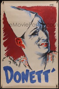 6w0118 DONETT 32x47 French circus poster 1940s Bois head and shoulders art of the clown, ultra rare!