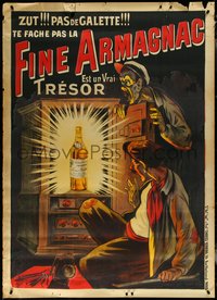 6w0078 FINE ARMAGNAC 40x55 French advertising poster 1910s 2 thieves breaking into safe, ultra rare!