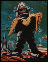 6w0859 FORBIDDEN PLANET 2-sided 17x22 special poster 1978 Robby the Robot carrying sexy Anne Francis!