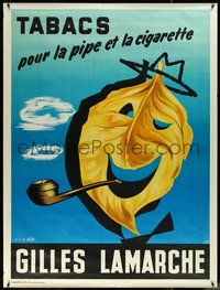 6w0080 GILLES LAMARCHE 48x63 Belgian advertising poster 1950s Creas art of tobacco, ultra rare!