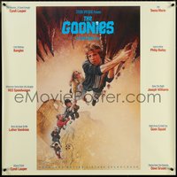 6w0008 GOONIES 36x36 music poster 1985 Struzan art of top cast hanging from stalactite, ultra rare!