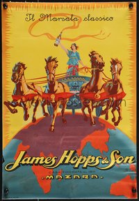 6w0804 JAMES HOPPS & SON 13x18 Italian advertising poster 1920s art of woman in chariot w/wine!