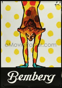 6w0081 J.P. BEMBERG 38x54 Italian advertising poster 1950s clown doing handstand by Rene Gruau!