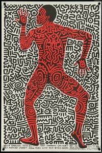 6w0192 KEITH HARING: INTO 84 23x35 museum/art exhibition 1983 art of a dancing man, ultra rare!