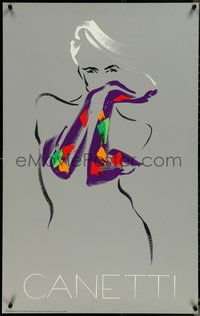 6w0235 MICHEL CANETTI 25x40 French art print 1989 art of a sexy woman wearing colorful gloves!