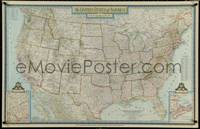 6w0311 NATIONAL GEOGRAPHIC: THE UNITED STATES 27x41 map poster 1946 U.S. 78 years ago, ultra rare!