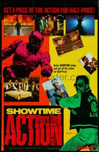 6w0225 SHOWTIME tv poster 1988 Where the action is, Robocop, Beverly Hills Cop, more, ultra rare!
