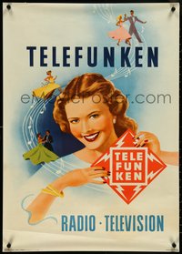 6w0189 TELEFUNKEN 24x33 French advertising poster 1955 people dancing and smiling woman, ultra rare!