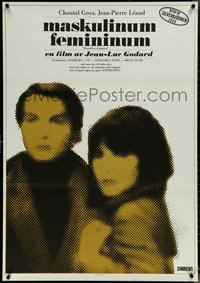 6w0287 MASCULINE-FEMININE Swedish 1966 Jean-Luc Godard's Masculin, Feminin, Jean-Pierre Leaud, rare!