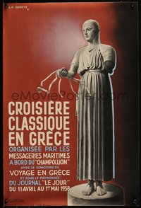 6w0850 MESSAGERIES MARITIMES 16x24 French travel poster 1938 cruise Greece, Champollion, ultra rare!