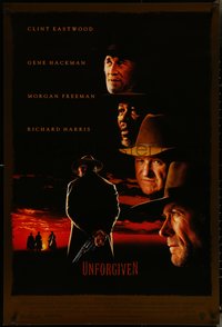 6w0606 UNFORGIVEN DS 1sh 1992 gunslinger Clint Eastwood, Gene Hackman, Morgan Freeman, Harris!