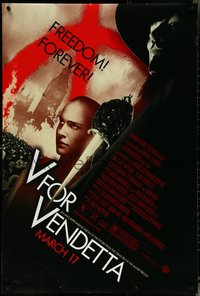 6w0611 V FOR VENDETTA advance DS 1sh 2005 Wachowskis, Natalie Portman, Hugo Weaving, city in flames!