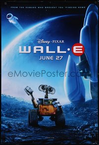 6w0615 WALL-E advance DS 1sh 2008 Walt Disney, Pixar, WALL-E & EVE with spaceship!
