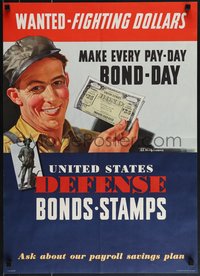 6w0924 UNITED STATES DEFENSE BONDS STAMPS 20x28 WWII war poster 1942 make pay-day bond-day!