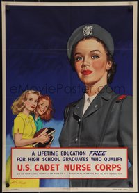 6w0923 U.S. CADET NURSE CORPS 19x26 WWII war poster 1945 cadet being looked at by Ross, ultra rare!