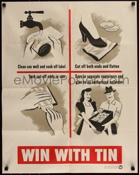 6w0929 WIN WITH TIN 22x28 WWII war poster 1942 cool tips for how to collect the metal!