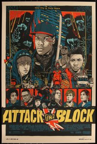 6x0051 ATTACK THE BLOCK signed #9/700 24x36 art print 2013 by Tyler Stout, Mondo, regular edition!