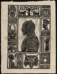 6x0754 BLACK PANTHER signed 16x20 art print 2020 Brian Reedy linocut art!