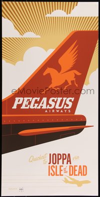 6x0854 CLASH OF THE TITANS signed #20/50 12x24 art print 2012 by Tom Whalen, wacky Pegasus Airways!