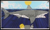 6x0706 JAWS signed #14/50 18x31 art print 2011 by Danny Miller, Amity Bound, glow-in -the-dark!