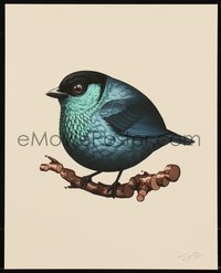 6x0958 MIKE MITCHELL signed #242/635 8x10 art print 2018 Fat Birds, Black-Capped Tanager!