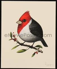 6x0966 MIKE MITCHELL signed #99/420 8x10 art print 2017 Fat Birds, Red-Crested Cardinal!