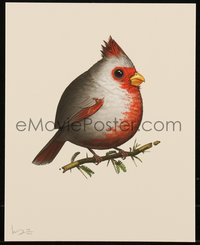 6x0965 MIKE MITCHELL signed #93/400 8x10 art print 2015 Fat Birds, Desert Cardinal: male!