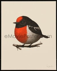 6x0963 MIKE MITCHELL signed #65/400 8x10 art print 2015 Fat Birds, Red-Capped Robin!