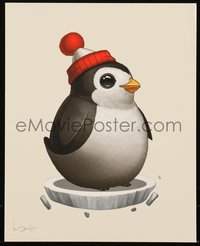 6x0961 MIKE MITCHELL signed #55/160 8x10 art print 2015 Fat Birds, Penguin with Hat!