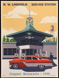 6x0651 STEVE THOMAS artist signed #193/250 18x24 art print 2019 R.W. Lindholm Service Station!