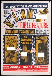 6x0467 SWINGING TRIPLE FEATURE 24x35 art print 2007 Alamo Drafthouse, Print Mafia, Tarantino!