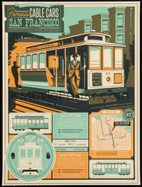 6x0655 TELEGRAMME PAPER #27/120 18x24 art print 2017 Famous Cable Cars of San Francisco, green!