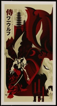 6x0927 TOM WHALEN signed 8x15 art print 2009 by the artist, Samurai Werewolf!