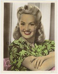 6y0582 BETTY GRABLE color 11x14 still 1940s portrait in Hawaiian shirt with facsimile signature!