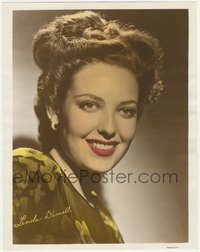 6y0590 LINDA DARNELL color 11x14 still 1940s beautiful smiling portrait with facsimile signature!