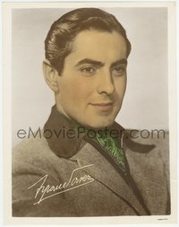 6y0596 TYRONE POWER JR. color 11x14 still 1940s head & shoulders portrait with facsimile signature!