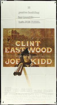 6y0371 JOE KIDD 3sh 1972 cool art of cowboy Clint Eastwood pointing double-barreled shotgun!