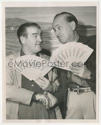 6y1562 ABBOTT & COSTELLO 7.25x9.5 news photo 1954 Abbott & Costello pre-date checks before new year!