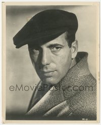 6y1603 HUMPHREY BOGART 8x10 still 1930s great head & shoulders portrait wearing coat & cap!