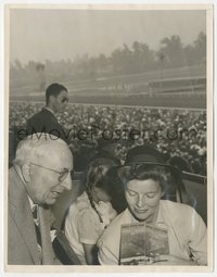 6y1615 KATHARINE HEPBURN/LOUIS B. MAYER 7x9 news photo 1945 picking winning horses at the racetrack!