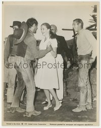 6y1623 MAGNIFICENT SEVEN candid 8x10.25 still 1960 McQueen & Brynner by Wallach dancing on set!