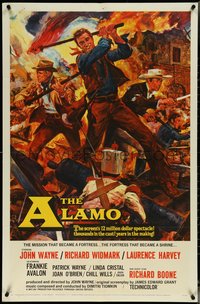 6y1001 ALAMO 1sh 1960 Brown art of John Wayne & Richard Widmark in Texas War of Independence!